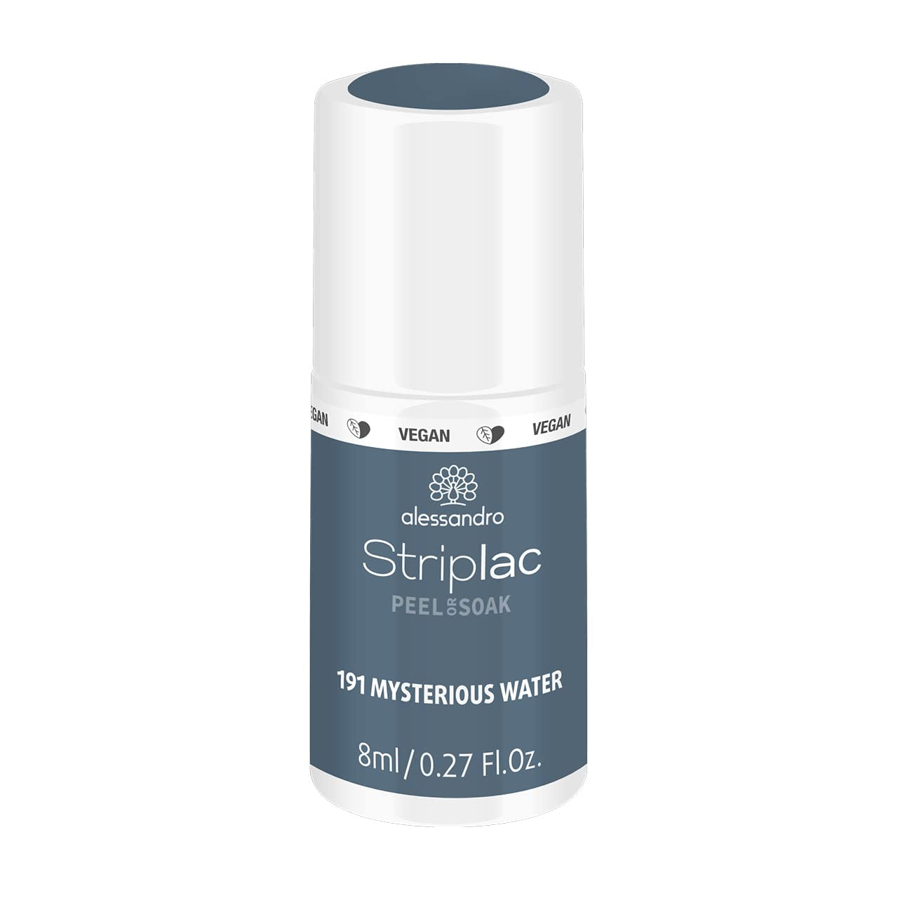 UV-Nagellack alessandro Striplac Midnight Black – Zart und langanhaltend – Einfache Entfernung dank Peel-Off-Entfernungstechnologie – Vegan und tierversuchsfrei – 8 ml
