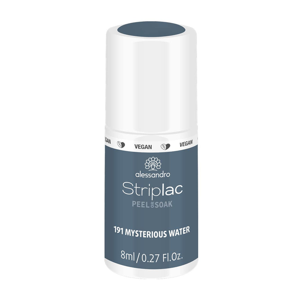 UV-Nagellack alessandro Striplac Midnight Black – Zart und langanhaltend – Einfache Entfernung dank Peel-Off-Entfernungstechnologie – Vegan und tierversuchsfrei – 8 ml