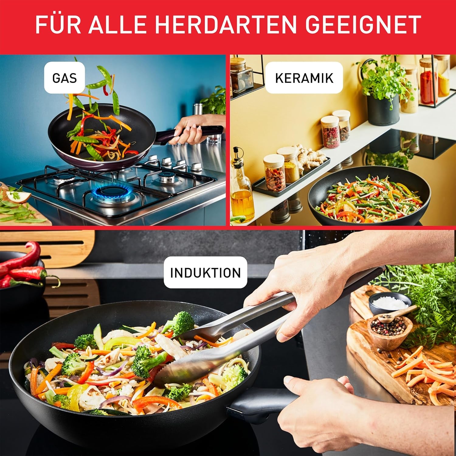 Tefal Recycled on, Pfanne aus 100 % recyceltem Aluminium, Antihaftbeschichtung, Induktionstöpfe und Pfannen Naty Shop