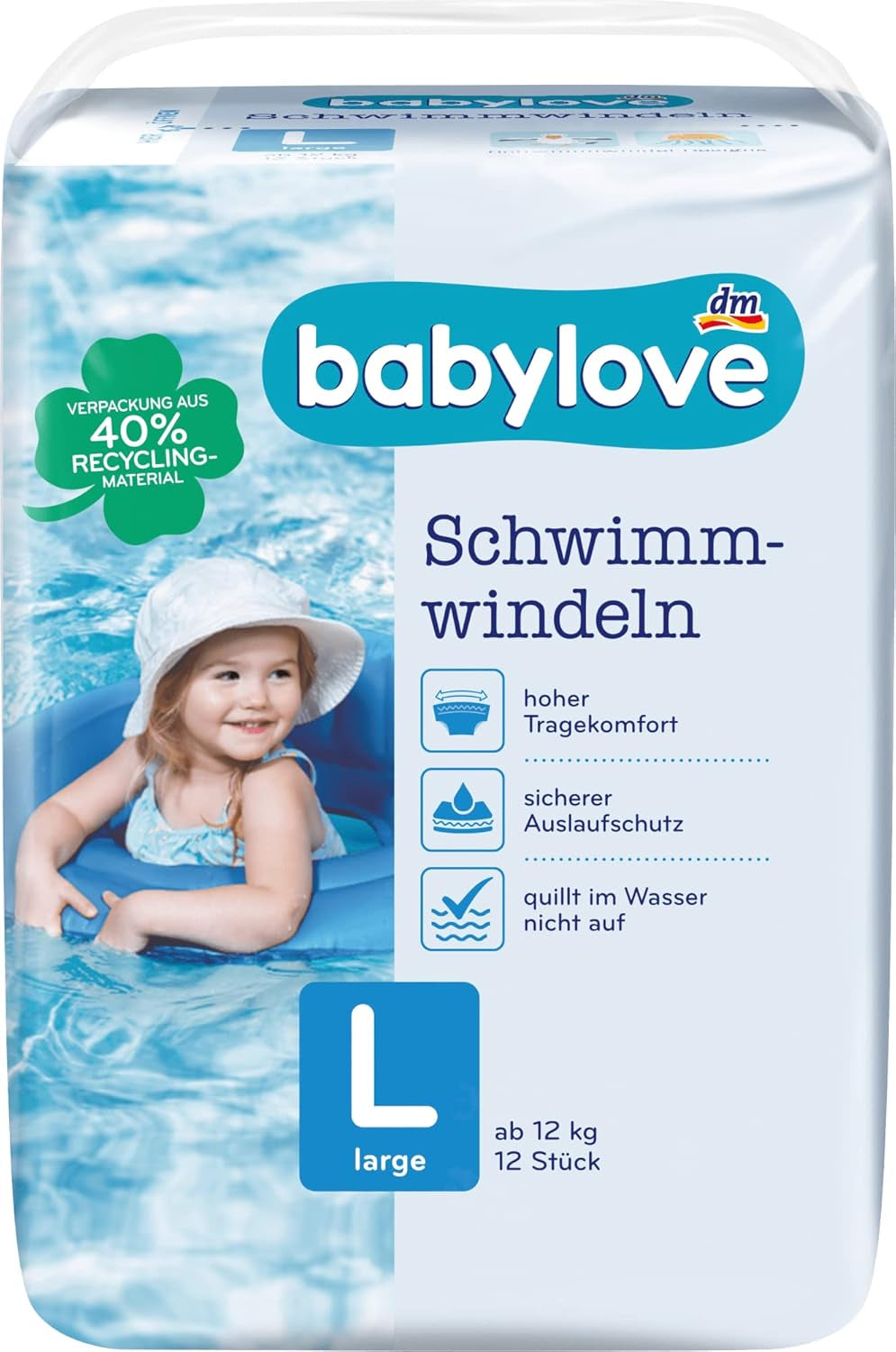 Badewindeln Größe L (10 - 14 kg), 12er Pack