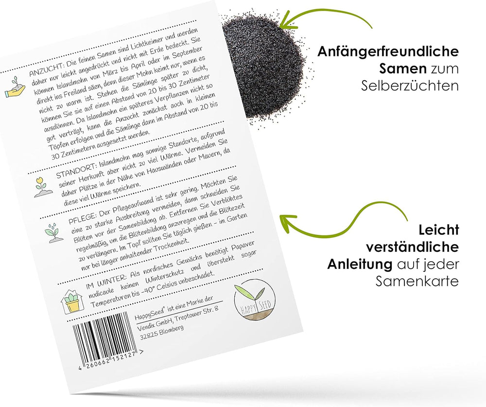 Isländischer Mohnsamen-Mix (Papaver nudicaule) – Wunderschön blühender Mohn mit langer Blütezeit für eine bunte Blumenwiese (Isländischer Mohn)