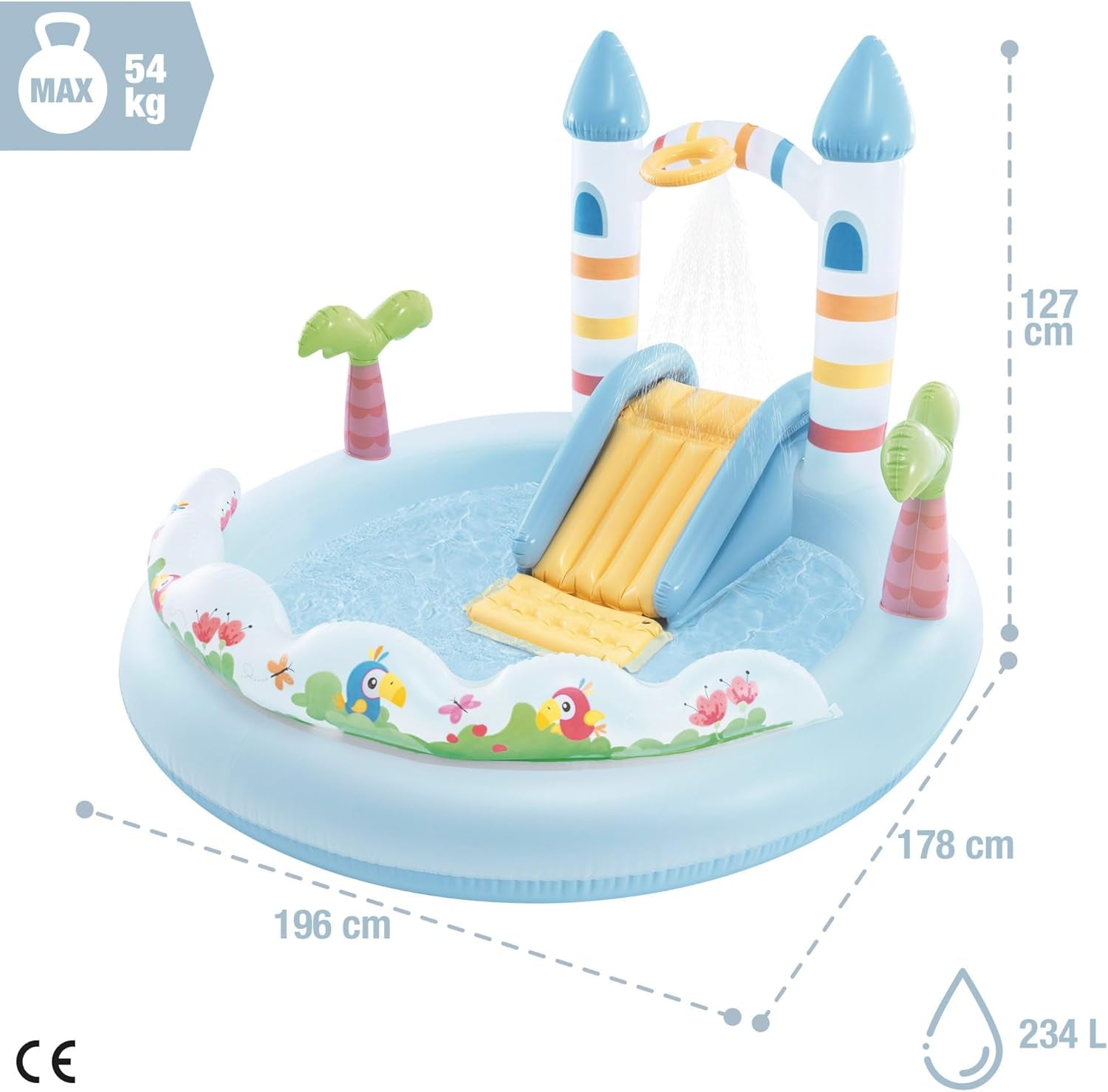Spielcenter Intex Unicorn Castle 56148NP (aufgeblasen, 196 x 178 x 127 cm)