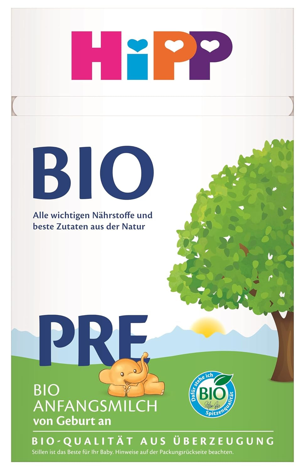 HiPP PRE Bio-Säuglingsmilch (4 x 600g), ab der Geburt, enthält als Kohlenhydrat ausschließlich Laktose, in bester Bio-Qualität