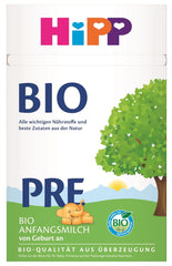 HiPP PRE Bio-Säuglingsmilch (4 x 600g), ab der Geburt, enthält als Kohlenhydrat ausschließlich Laktose, in bester Bio-Qualität