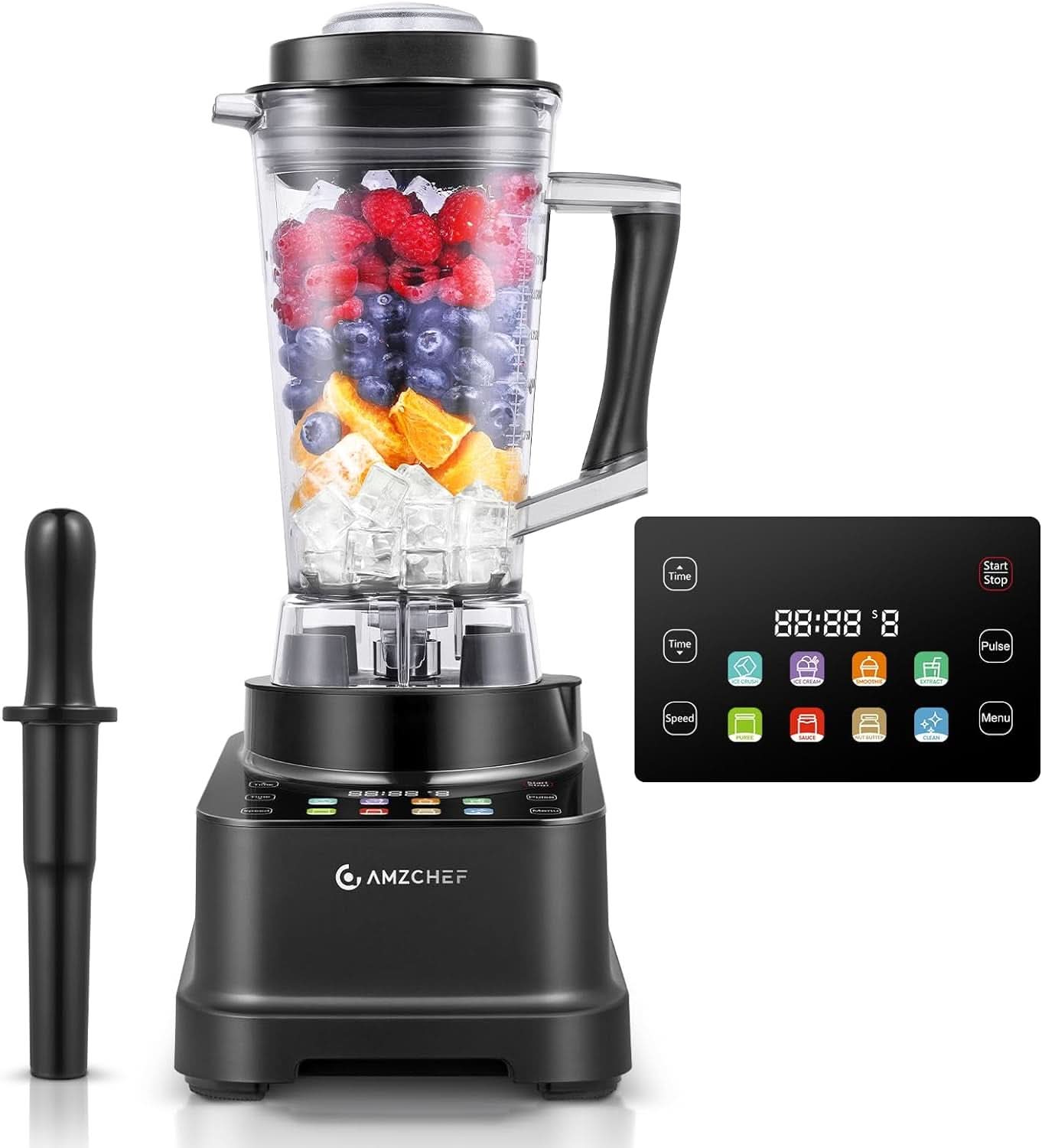 Mixer AMZCHEF, 8 intelligente Menüs und 10 Geschwindigkeiten, LCD-Touchscreen Kitchen Naty Shop Schwarz
