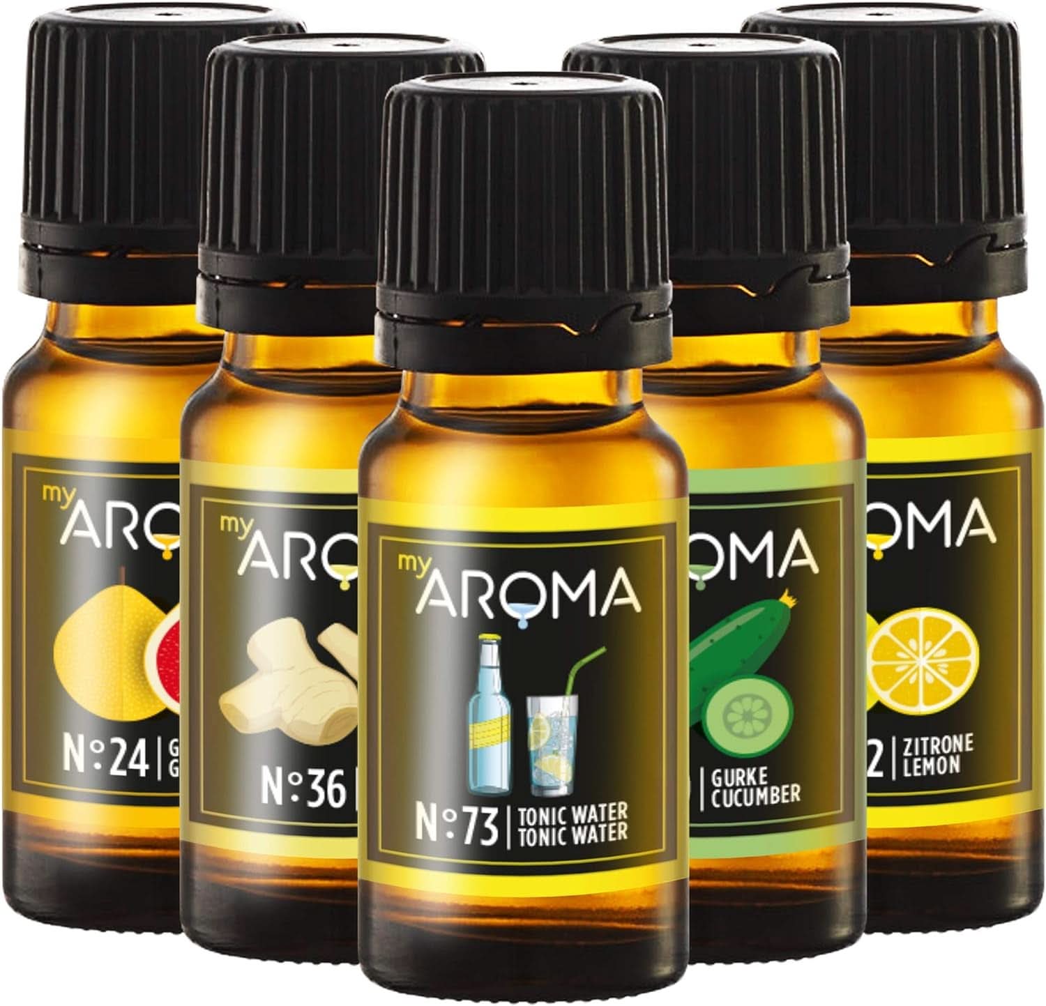 Myaroma | Set: Wald & Wiese – Naturreines Aroma mit Fruchtaroma und Fruchtaroma (5 x 10 ml) | Zuckerfreie und ungesüßte Süßstoffe Naty Shop Gin liegt im Trend!