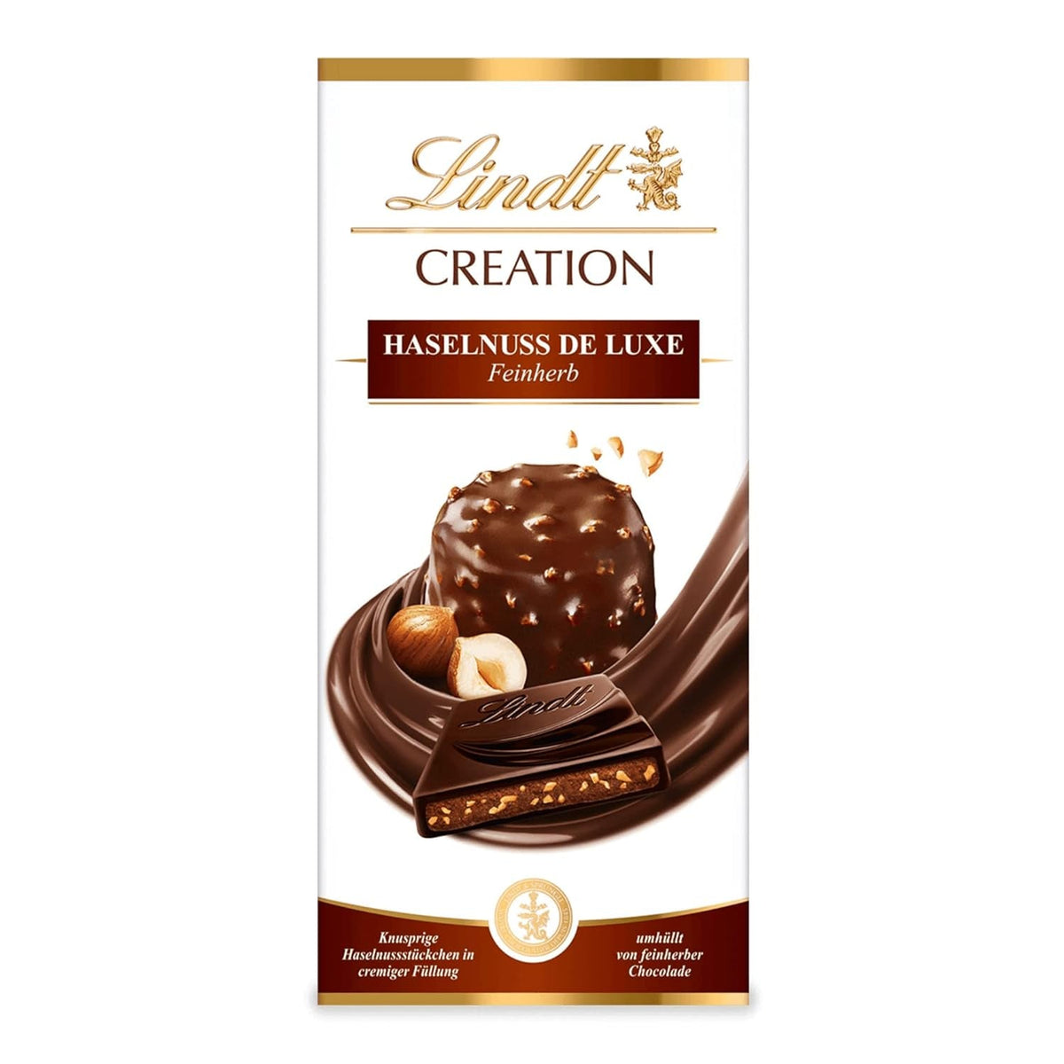 Lindt Chocolate Creation Hazelnut De Luxe Fine Dark, 150 grame Bomboane de Ciocolata Naty Shop 150 grame Haselnuss De Luxe