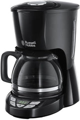Cafetieră Russell Hobbs [Temporizator digital, Cap de duș pentru extracție și aromă optime] Textures+ (1 până la 12 cești, carafă de sticlă de 1,25 l, placă de încălzire, sistem anti-picurare) Cafetieră cu filtru 22620-56