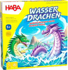 HABA Wasserdrachen – Würfel- und Strategiespiel für Kinder ab 5 Jahren – Spannendes Brettspiel mit Drachen und Holzfiguren – Familienspiel für 2–4 Spieler – 1307133001