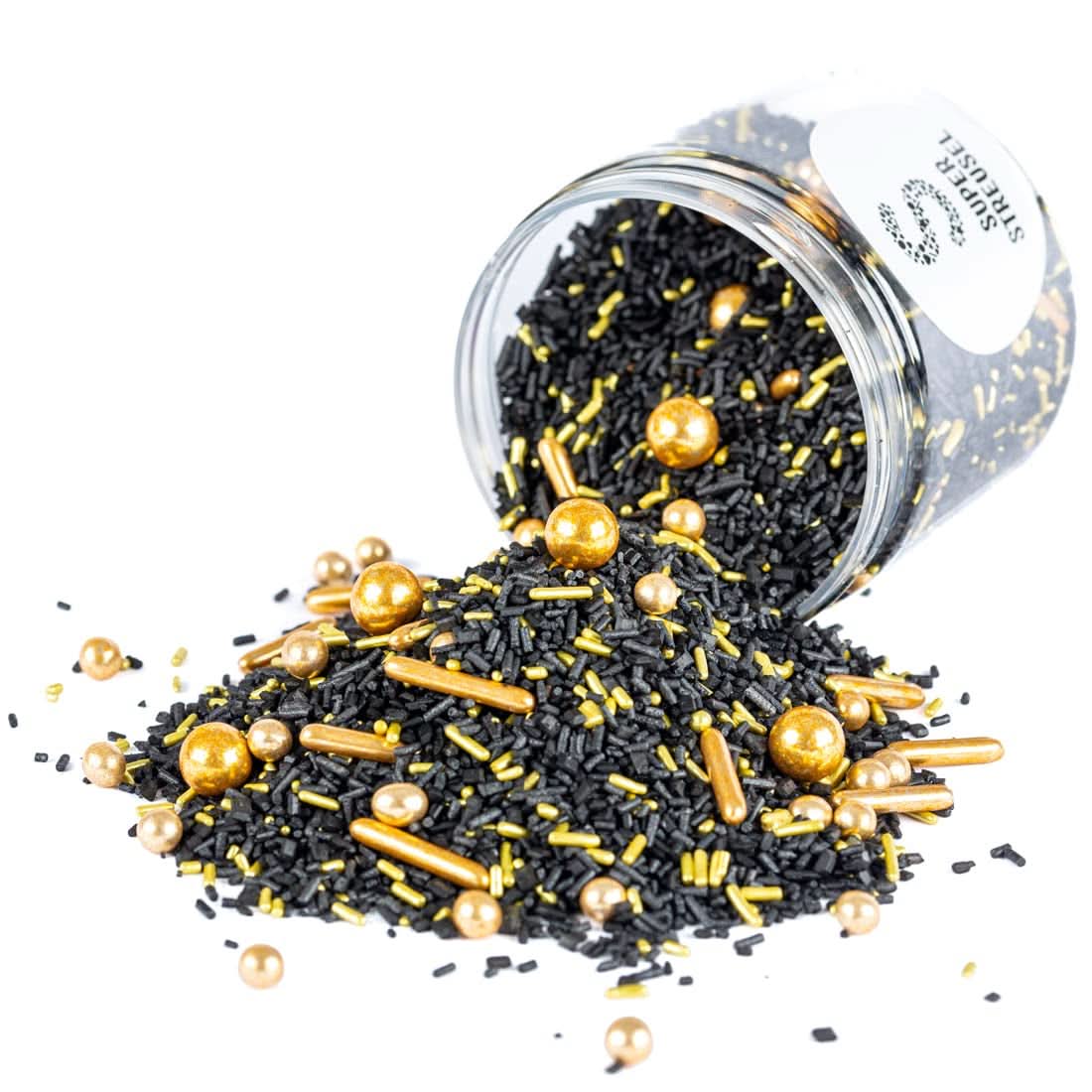 Super Streusel, Gold Rush Gold Black Sprinkle Dekoration Naty Shop 90 Gramm