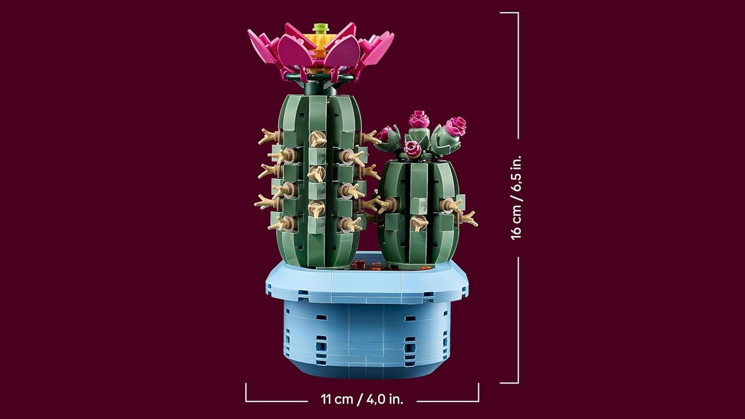 LEGO Botanicals Blühender Kaktus – Set mit Kunstpflanze mit 2 Kakteen & künstlichen Blüten – DIY Deko – Giftidee zum Geburtstag für Mädchen ab 9 Jahren & Erwachsene Pflanzenliebhaber – 11509
