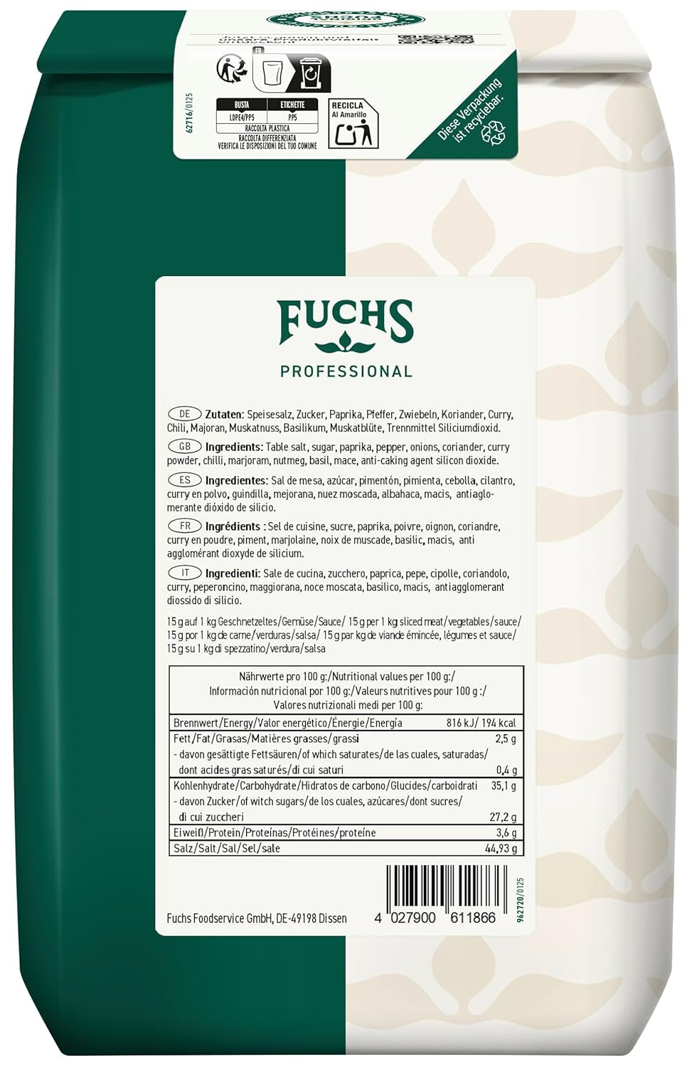 - China Gewürzsalz | Vielseitig einsetzbares asiatisches Gewürz | Kein Salzen mehr erforderlich | Profi-Qualität für Großverbraucher | 1,5 kg recycelbarer Beutel