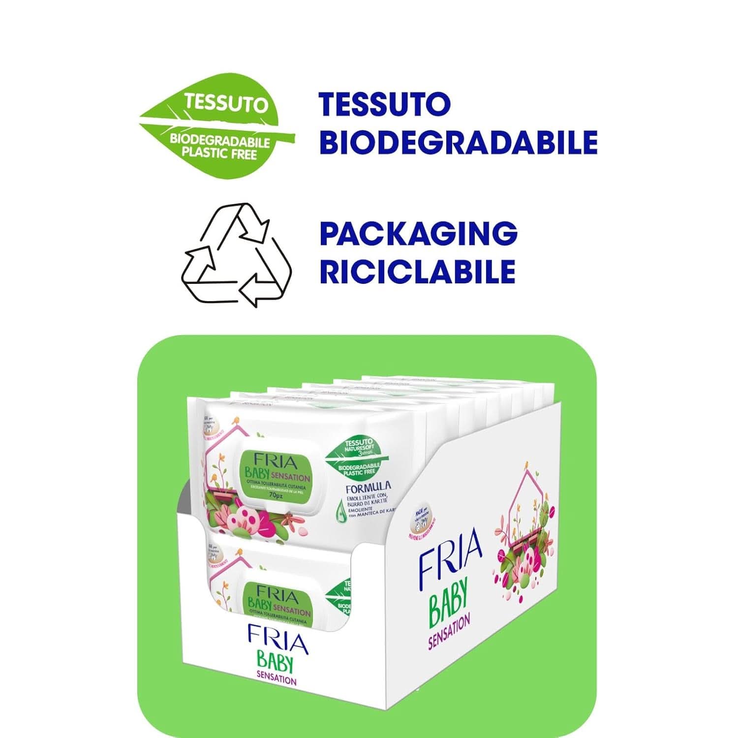 Fria Baby Sensation Tücher, mit hautberuhigender Sheabutter, dermatologisch getestet, Maxi-Sparpaket mit 840 Naty Shop Baby-Feuchttüchern