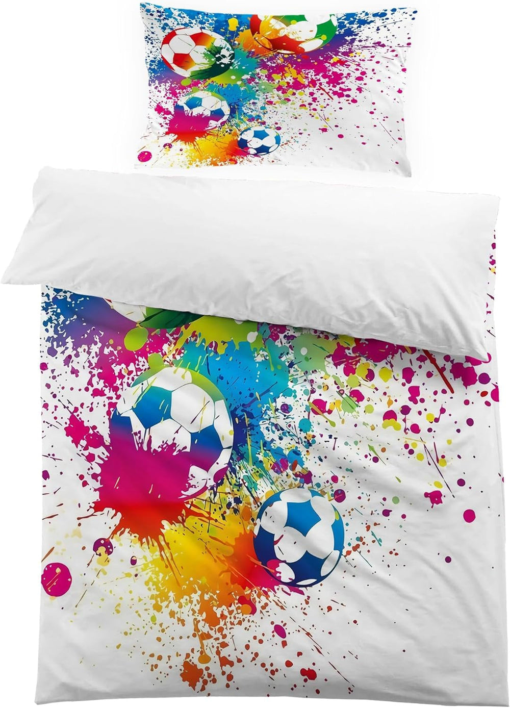 Bettwäsche für Jungen, Fußball, Mikrofaser-Polyester. Bettwäsche – Kinder, Naty Shop, Modell 2, 150 x 200 cm + 50 x 80 cm