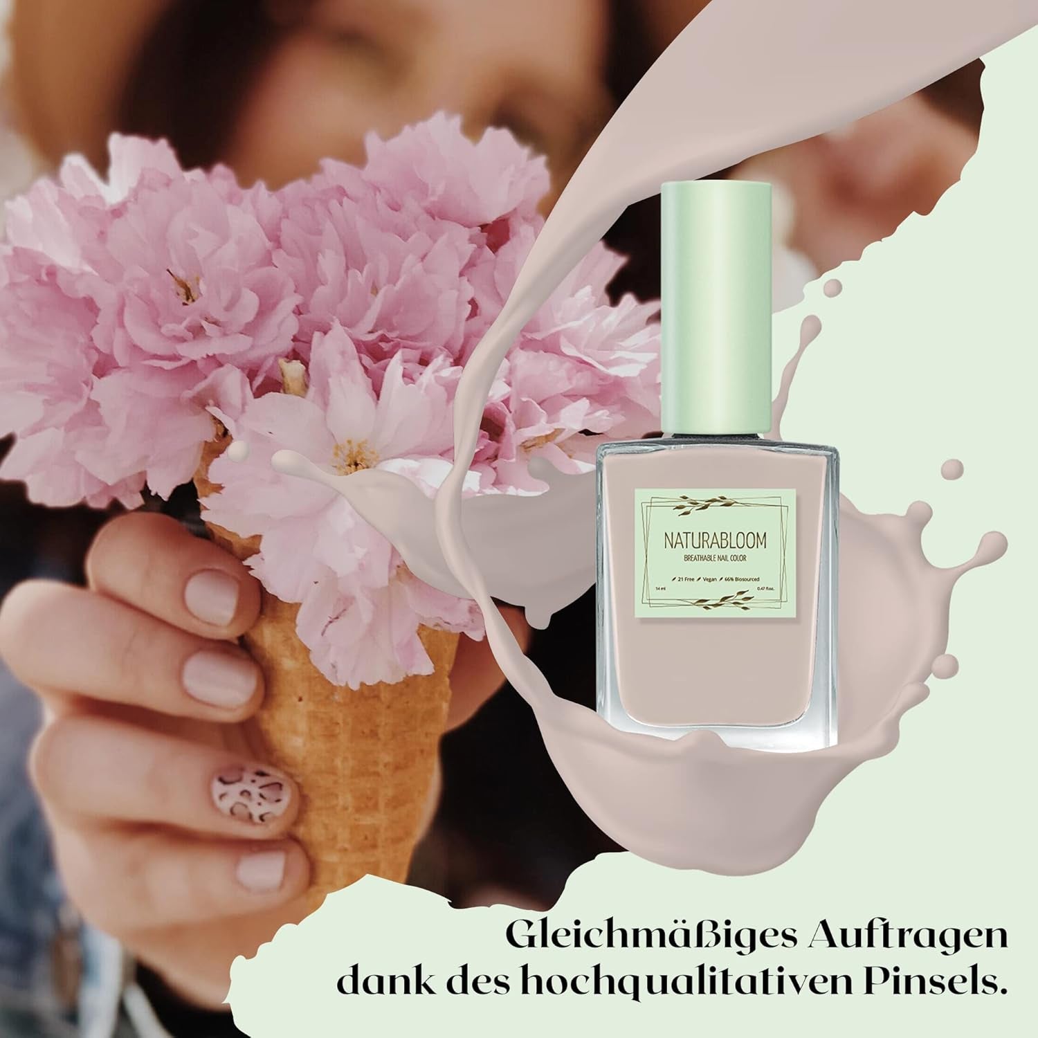 Schnell trocknender beiger Nagellack (Moon Dust) – natürlicher Nagellack mit veganer Formel – atmungsaktiv, nachhaltig und langlebig, 14 ml