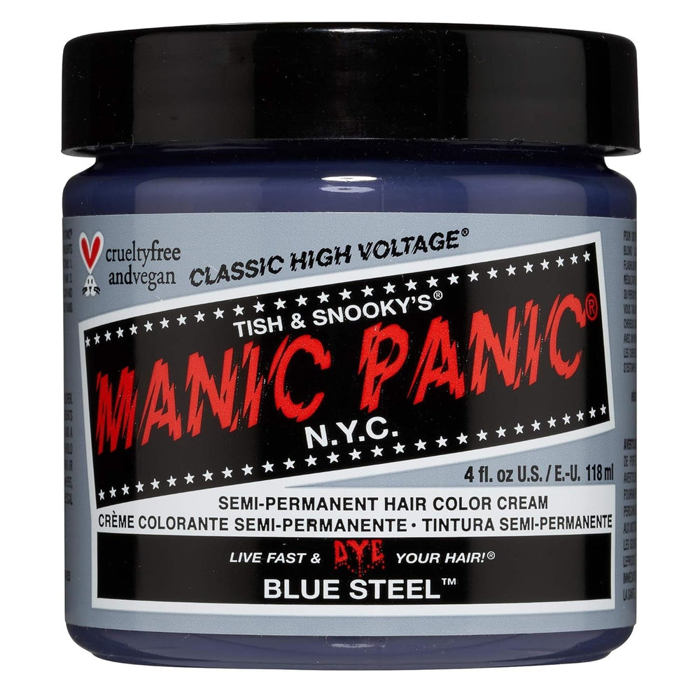 Manic Panic Electric Lizard Classic Cream, vegan, fără cruzime, vopsea de păr verde semipermanentă 118ml Vopsea pentru par Naty Shop Oțel albastru 118 Ml (1 pachet)