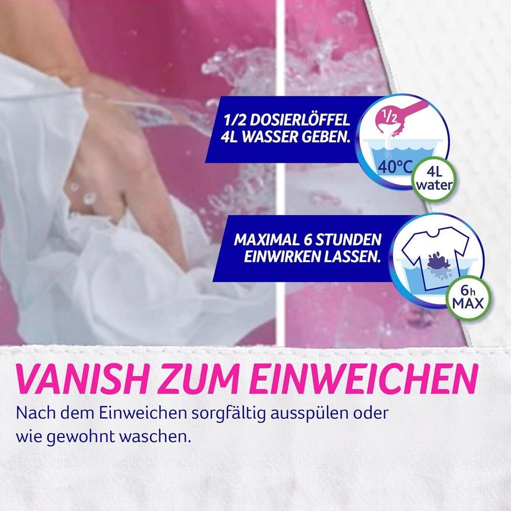 Vanish Oxi Action Powerwhite Pulver – 1 x 1,125 kg – Fleckenentferner und Wäscheverbesserungspulver ohne Chlor – für weiße Wäsche. Waschmittel Naty Shop