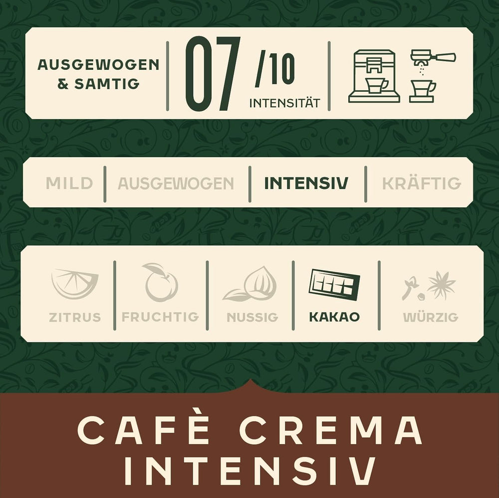 Jacobs Kaffeebohnen Café Crema Intense, intensiv mit Kakao- & Nussnote, geröstet in Bremen, Intensität 7/10, Kaffee ganze Bohnen, 1 kg