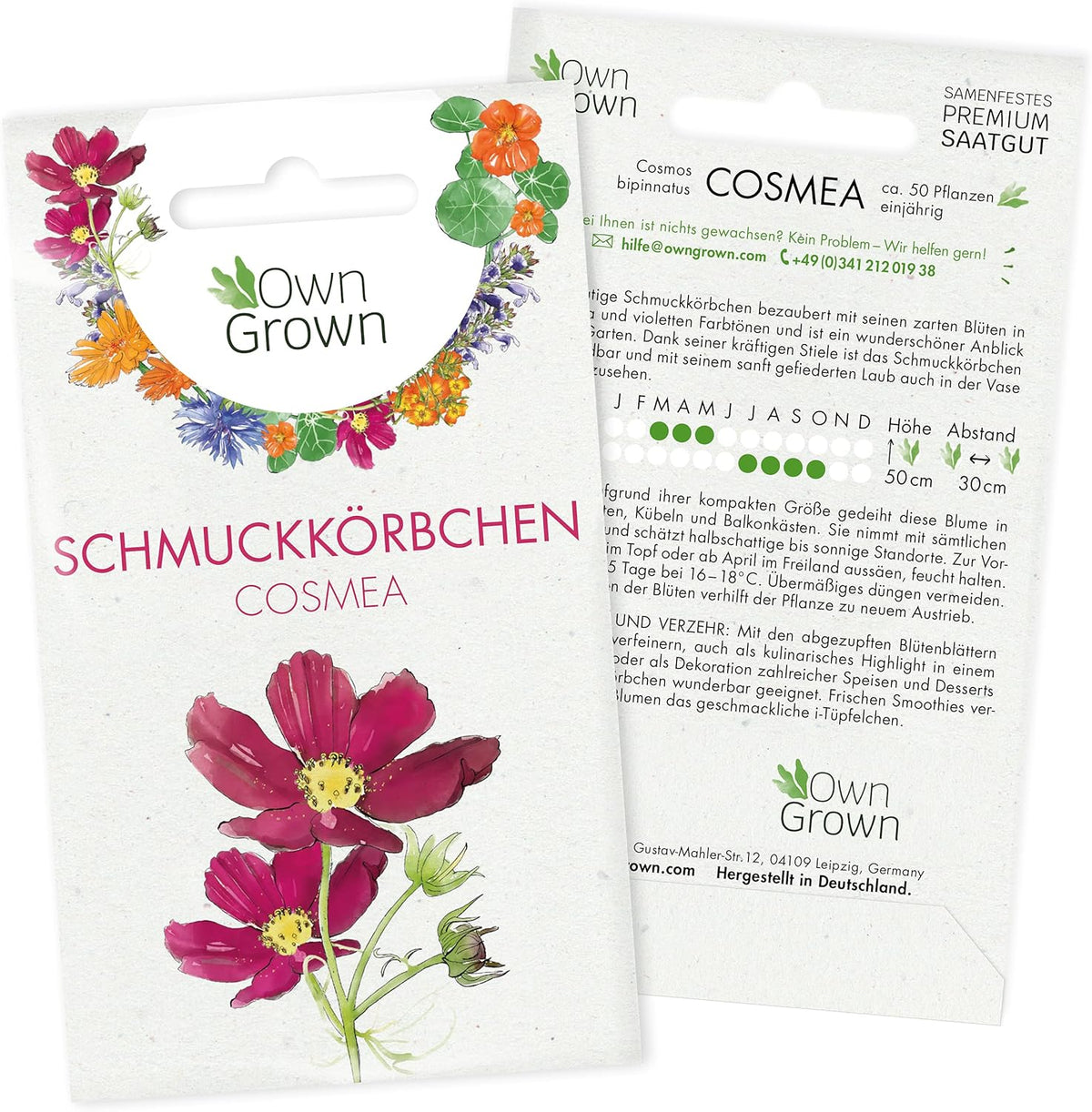 Cosmos-Samen (gefleckt): Premium-Cosmos-Samen für 100 blühende Cosmos-Pflanzen – Essbare Blumensamen – Bunte Blumensamen – Wildblumensamen von OwnGrown