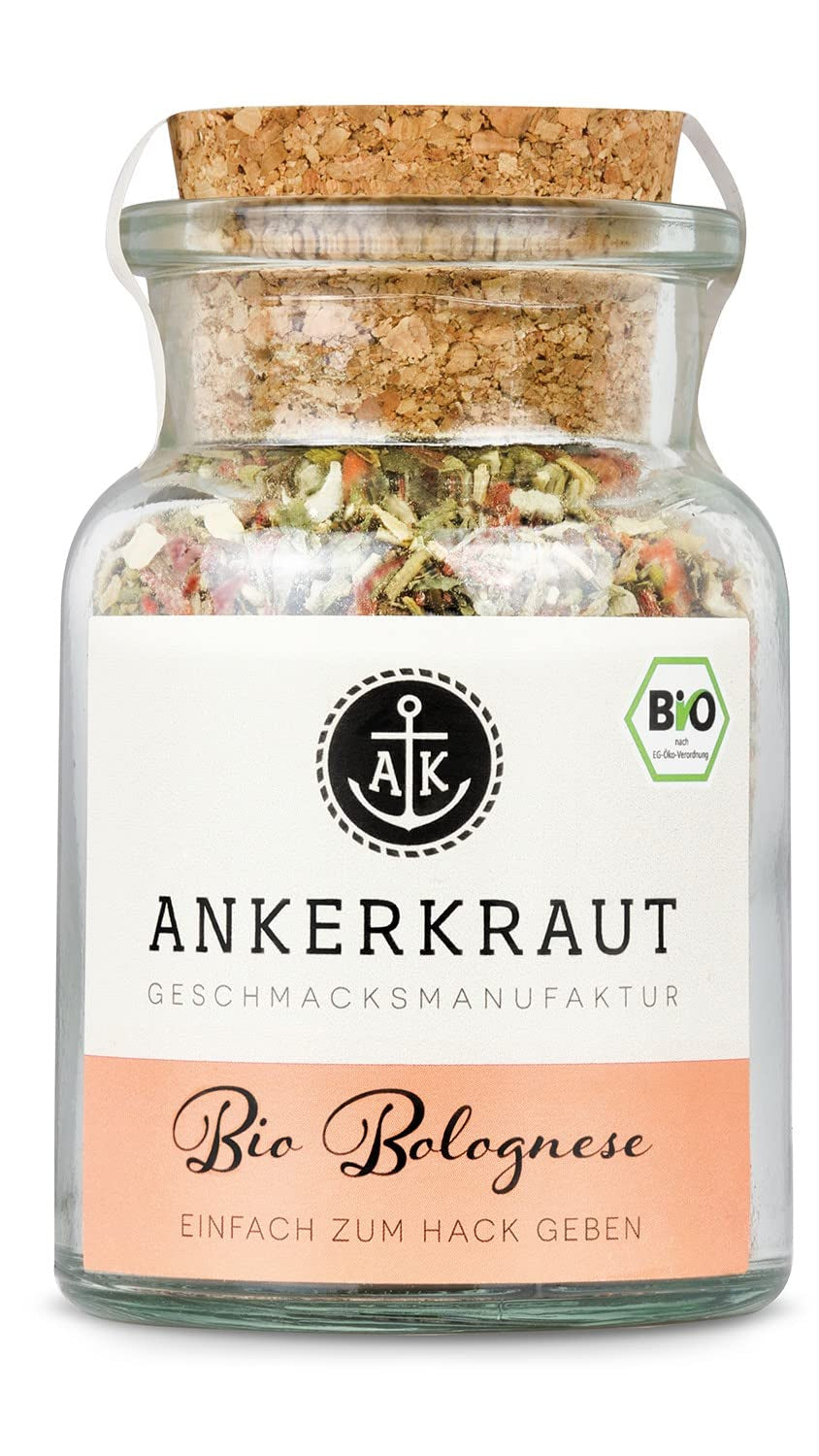 Ankerkraut Bio Bolognese Gewürze, Spaghetti und Pasta kochen, Lasagne selber machen, 90g im Korkenglas