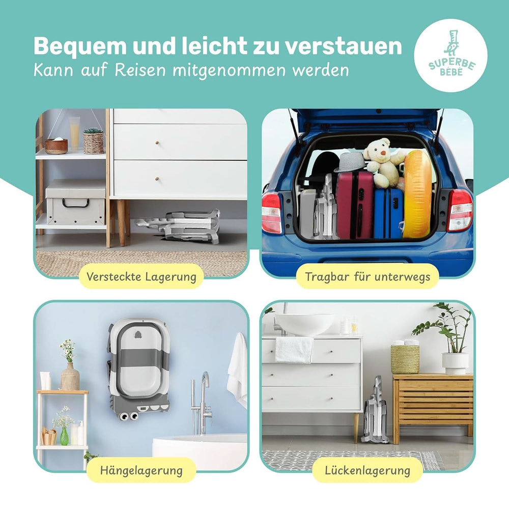 Faltbare Babybadewanne mit Badekissen und integriertem Thermometer Mutter und Kind Naty Shop