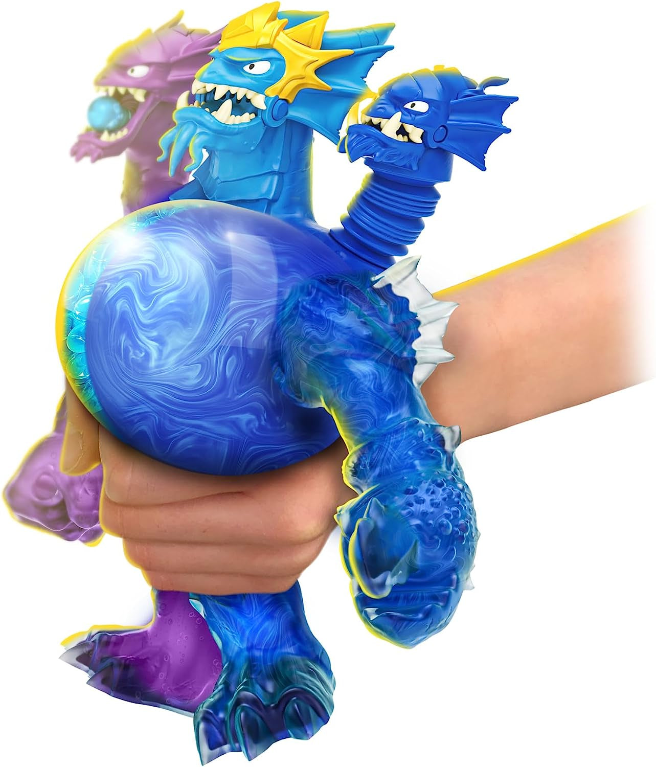 Heroes of Goo Jit Zu Deep GOO Sea King Hydra figurină cu putere de slime 3 în 1, 3 capete și efecte luminoase și sonore Action figures Naty Shop