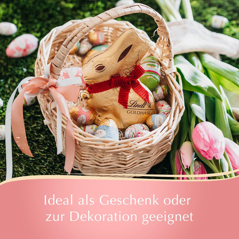 Schokoladen-Nougat-Eier, Lindt Chocolate Decorative Edition, Gold | 90 g | 5 zarte Haselnuss-Nougat-Schoko-Eier in Alpenmilch-Schokolade | Osterschokolade | Schokoladengeschenk