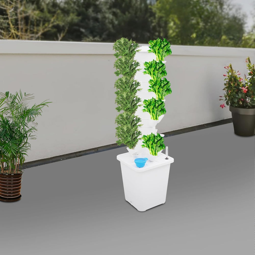 30 Kapseln Hydroponic Tower, Hydroponic Grow System für den Garten, Aeroponic Grow Kit mit 10L Wassertank und Trinkpumpe, Vertikales Aeroponic Grow Kit für Kräuter, Obst, Gemüse