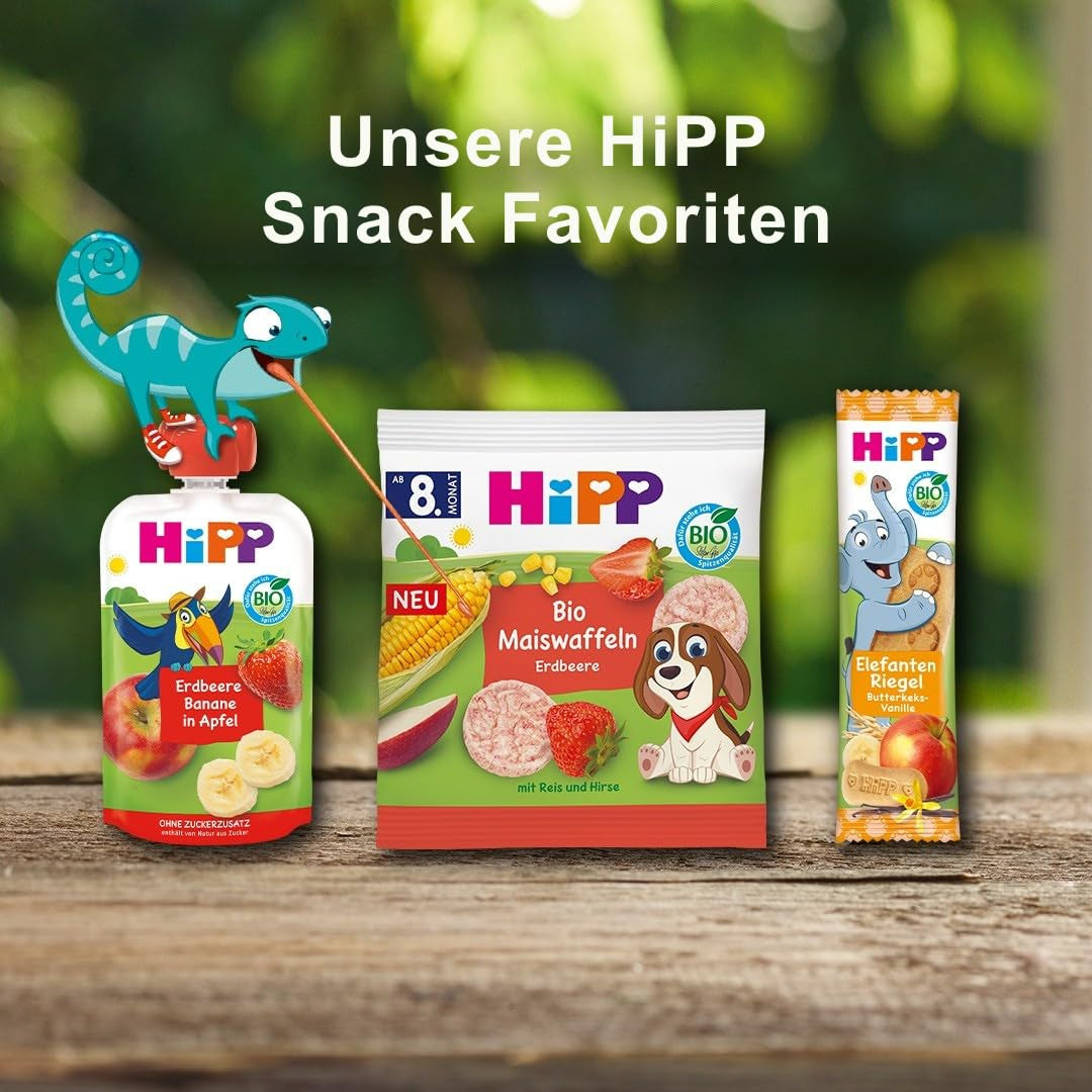 Batoane HiPP Leopard cu iaurt și cireșe în banană (22 x 23g), de la 1 an, îndulcite doar cu fructe, de cea mai bună calitate organică