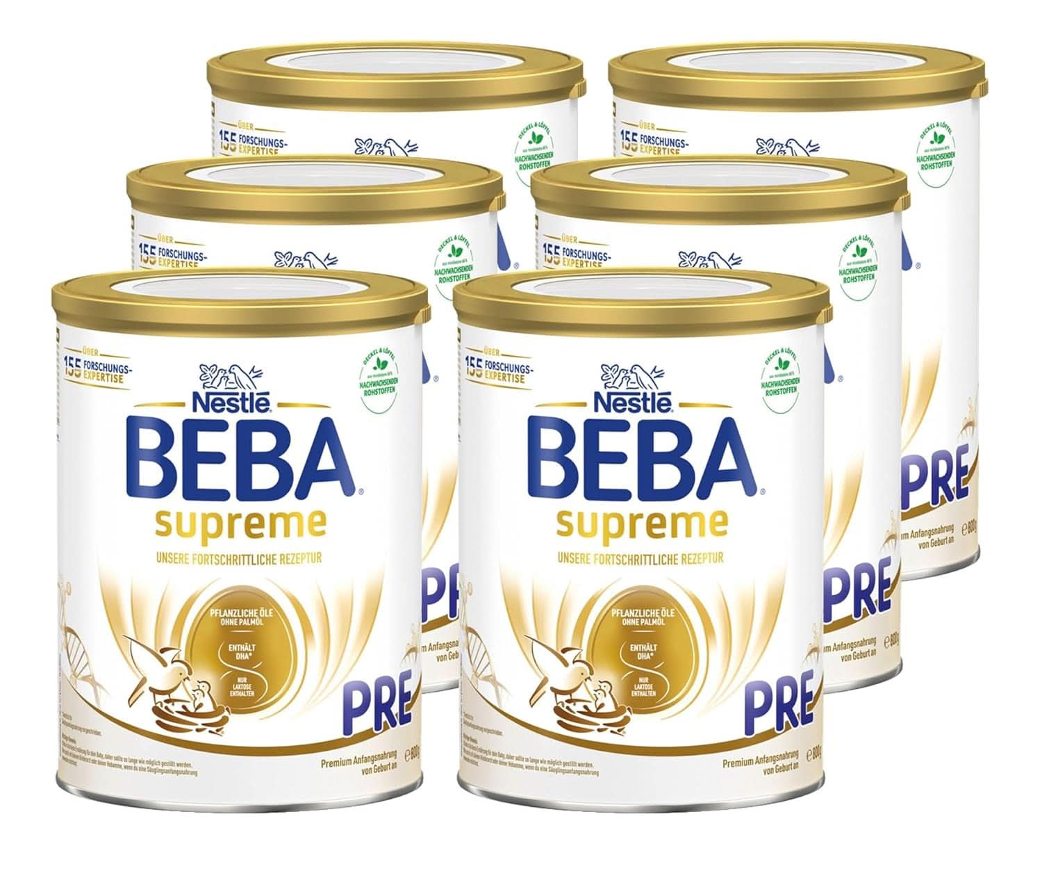 BEBA SUPREME PRE Anfangsmilch trinkfertig ab der Geburt, Babynahrung mit DHA, nur Laktose, ohne Palmöl, 8er Pack (8 x 200 ml) Mutter und Kind Naty Shop Beba Supreme Pre 6 x 800 Gramm