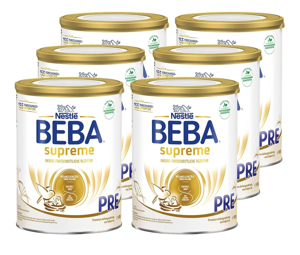 BEBA SUPREME PRE Anfangsmilch trinkfertig ab der Geburt, Babynahrung mit DHA, nur Laktose, ohne Palmöl, 8er Pack (8 x 200 ml) Mutter und Kind Naty Shop Beba Supreme Pre 6 x 800 Gramm