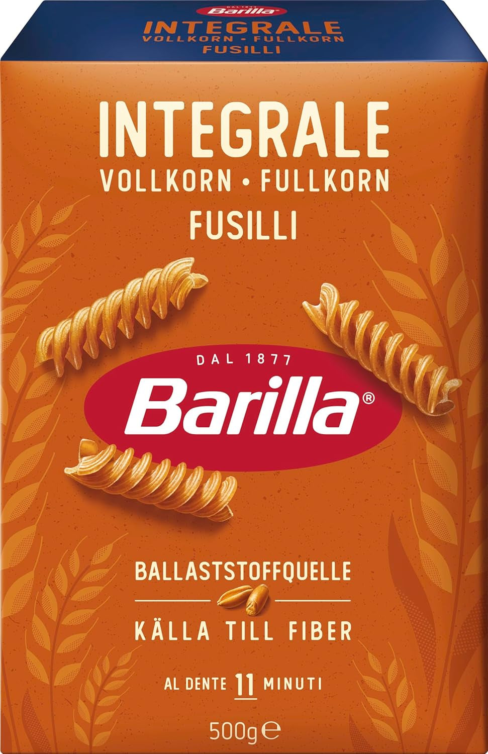 Barilla Pasta Integrale Fusilli – Grießnudeln mit Naturfasern, 500 g