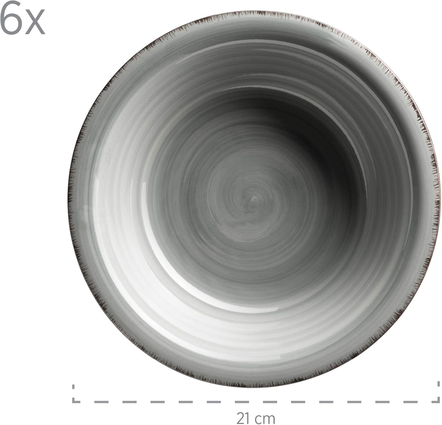 Set de veselă MÄSER pentru 6 persoane, aspect vintage modern, serviciu de masă cu 12 piese, pictat manual, albastru, gresie, albastru fumuriu (Bel Tempo II)