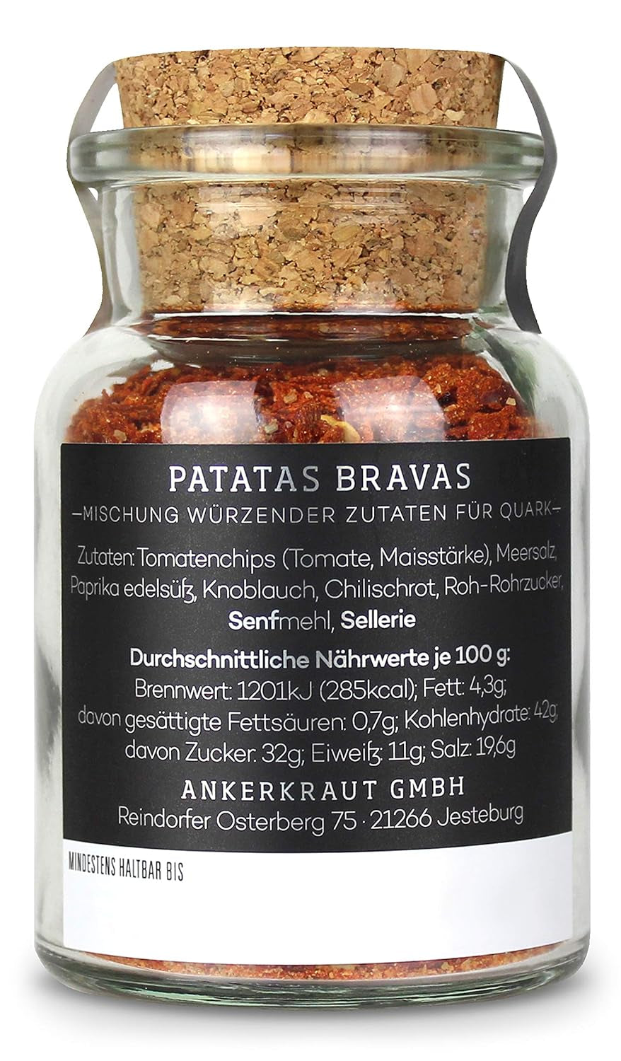 Ankerkraut Patatas Bravas, Gewürzmischung für spanische Kartoffelwürfel, 90g im Korkglas