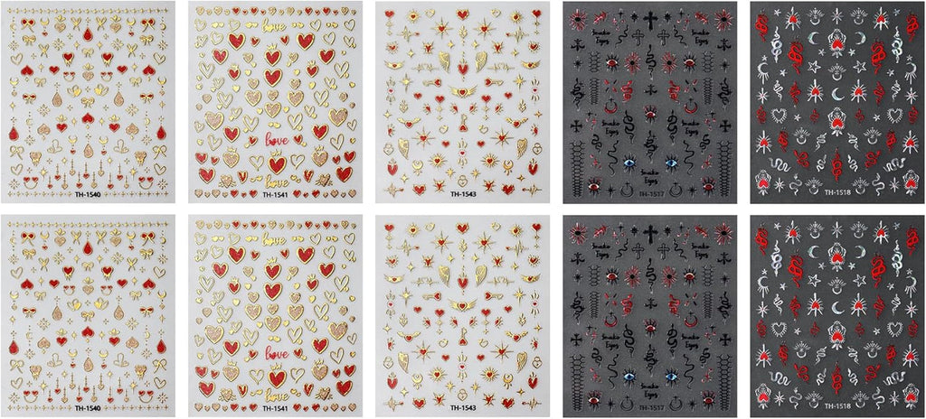 JMEOWIO Nagelsticker Mond Stern 10 Blatt Nail Art Sticker Selbstklebend Nagelaufkleber Dekoration Nageldesign Zubehör