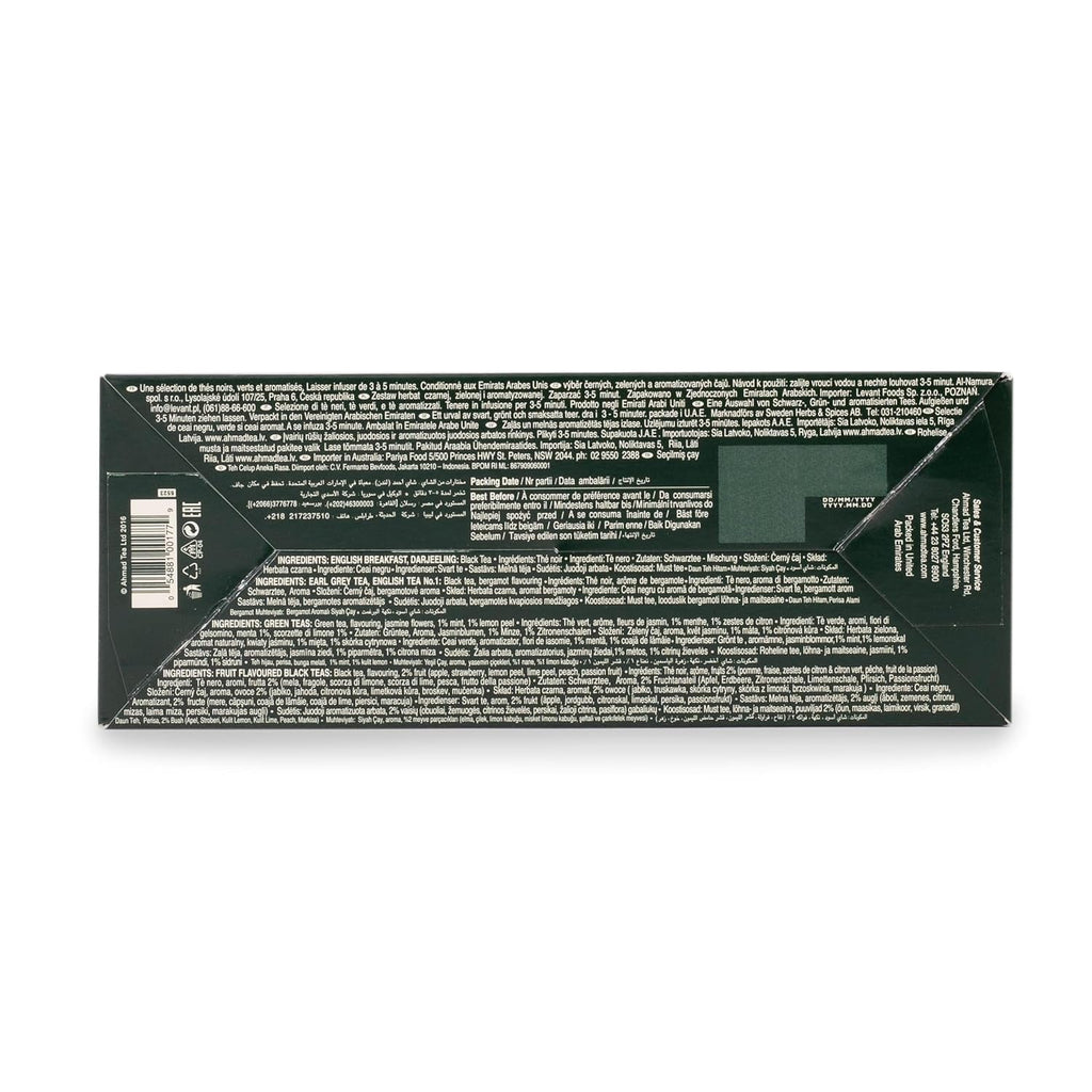 Ahmad Tea - Twelve Teas - Sortiment de 12 sortimente de ceai negru și ceai verde cu diferite arome - 60 pliculețe de ceai ambalate individual, sigilate pentru păstrarea aromelor, cu panglică, 120 g ceai