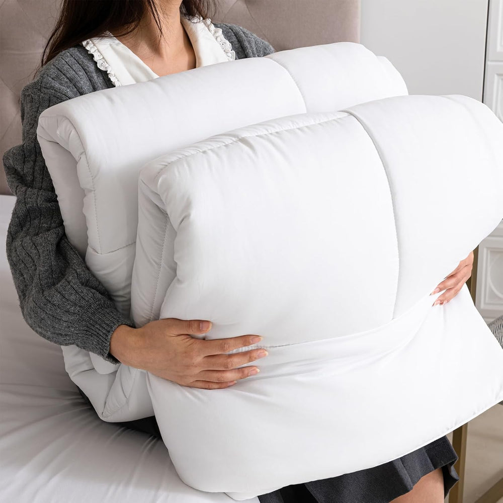 Good Nite Winterdecke 200 x 200 cm, 460 g/m², warme Bettdecke für Winterbettwäsche, mit Polyester gefüllte Steppdecke, Mikrofaser, weiße Schlafdecke, 200 x 200 cm, Steppdecken und Steppdecken, Naty Shop