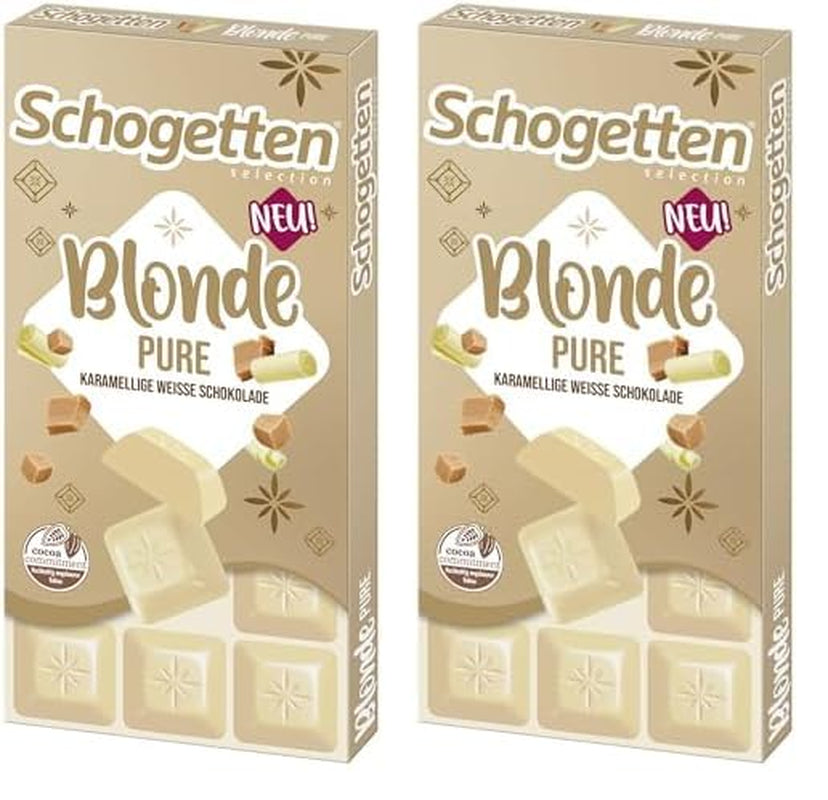 Schogetten Blonde Pure I weiße Schokolade mit Karamell I 100 g I einzeln portioniert (2er Pack)