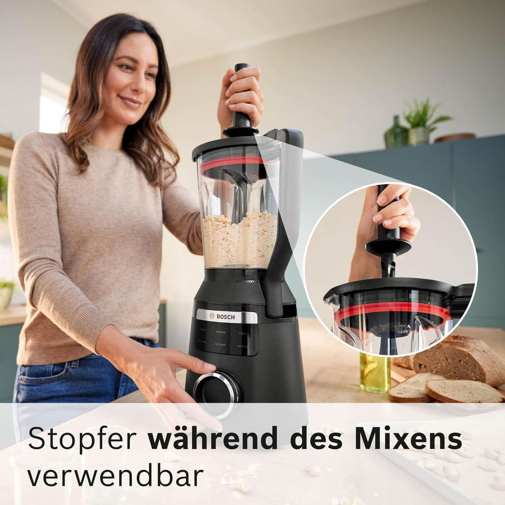 Highspeed-Standmixer Vitapower Serie 6 MMBD665B1, 45.000 U/Min, 6 Programme Inkl Heiße Suppe & Reinigung, 2 L Mixbehälter, Stopfer, Spülmaschinenfeste Teile, Made in Europe, 1800W, Schwarz Bucatarie Naty Shop