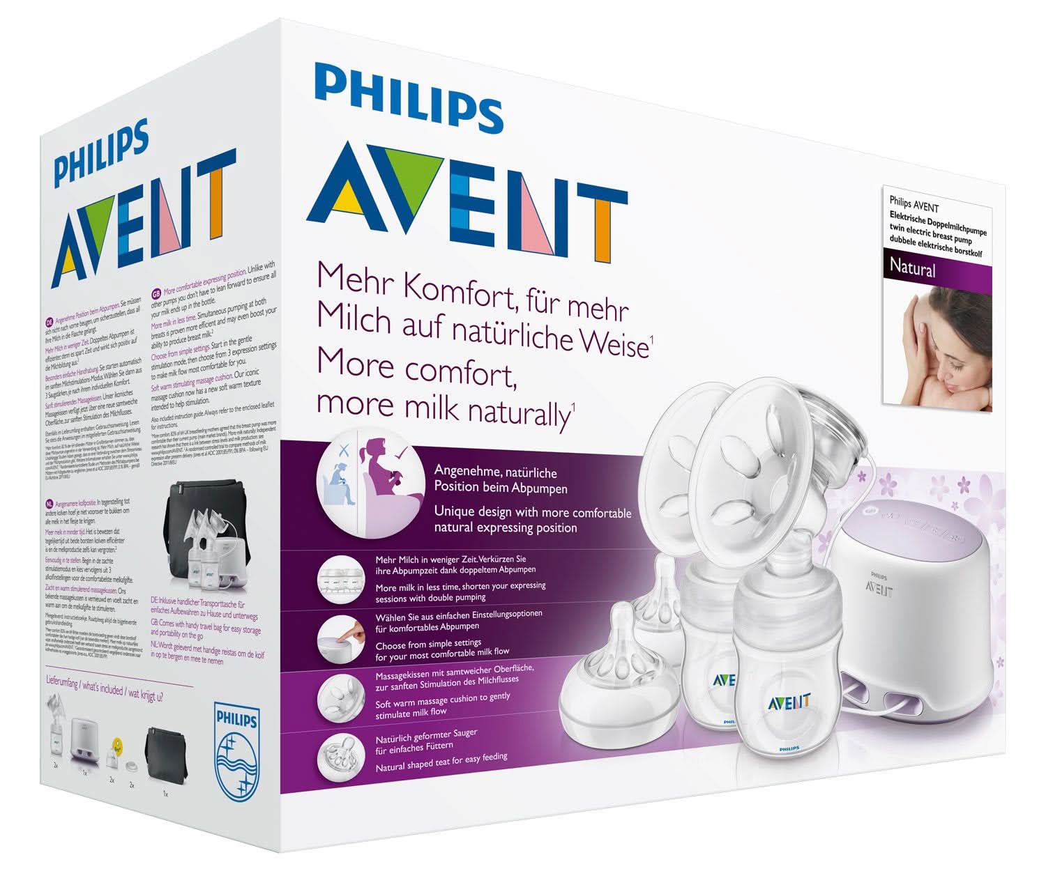 Doppelte elektrische Milchpumpe Philips Avent SCF334/02 Zubehör Essen und Stillen Bebe Naty Shop