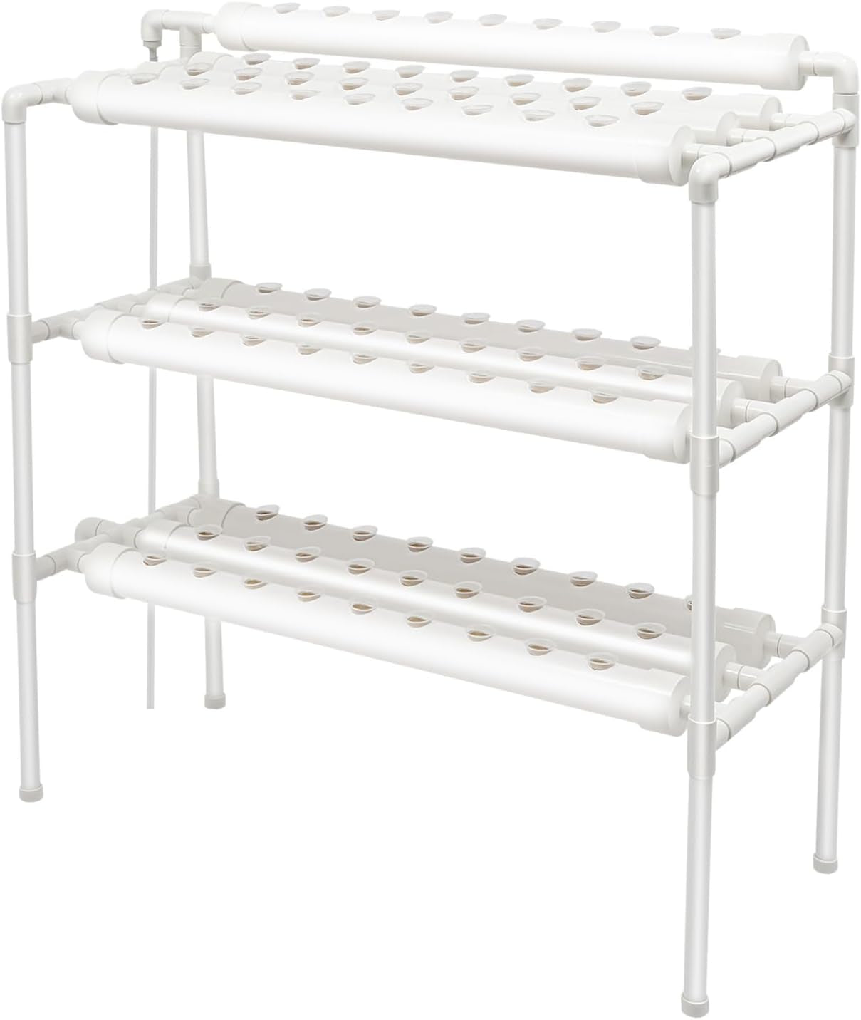 3-lagiges Hydrokultur-Anbauset mit 90/108 Pflanzpositionen und Wasserpumpe, erdlose PVC-Pflanzenanbausysteme, Hydrokultur-Anbausets für Gemüse und Obst (108 Pflanzpositionen)