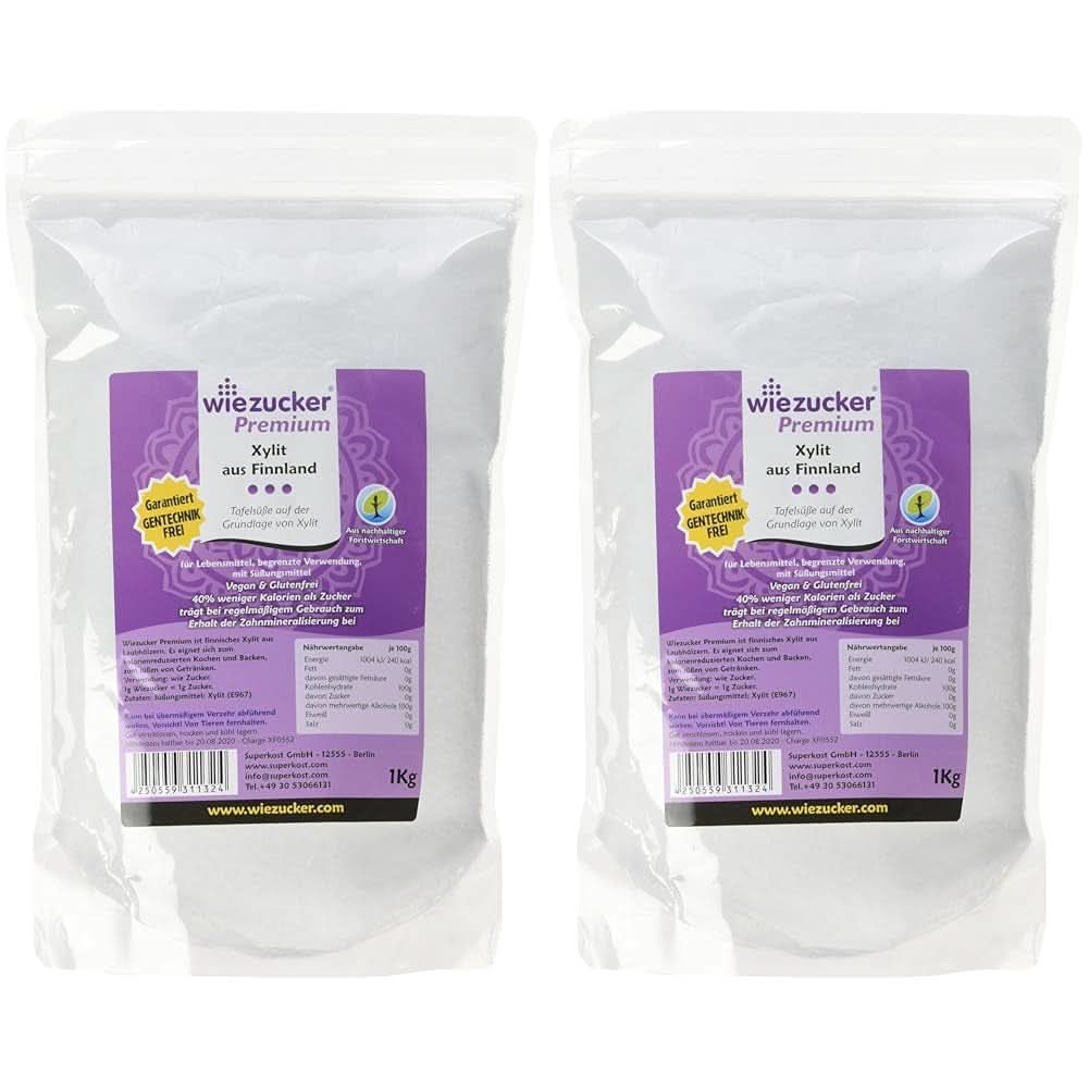 Original Birkenzucker aus Finnland, 1 kg Süßstoffe Naty Shop 2 x 1 kg einzeln