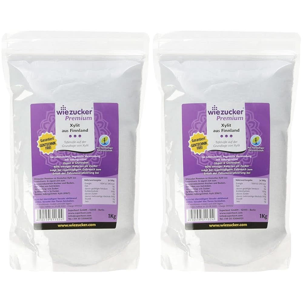 Original Birkenzucker aus Finnland, 1 kg Süßstoffe Naty Shop 2 x 1 kg einzeln