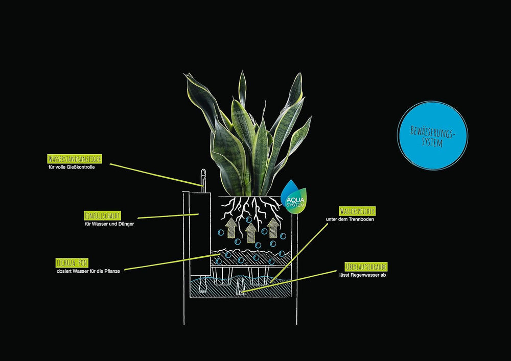 Lechuza CANTO Stone 30 înălțime, Negru grafit, Plastic de înaltă calitate, Include sistem de udare, Inserție de plantare detașabilă, Pentru uz interior și exterior, 13602, 30x30x56 cm