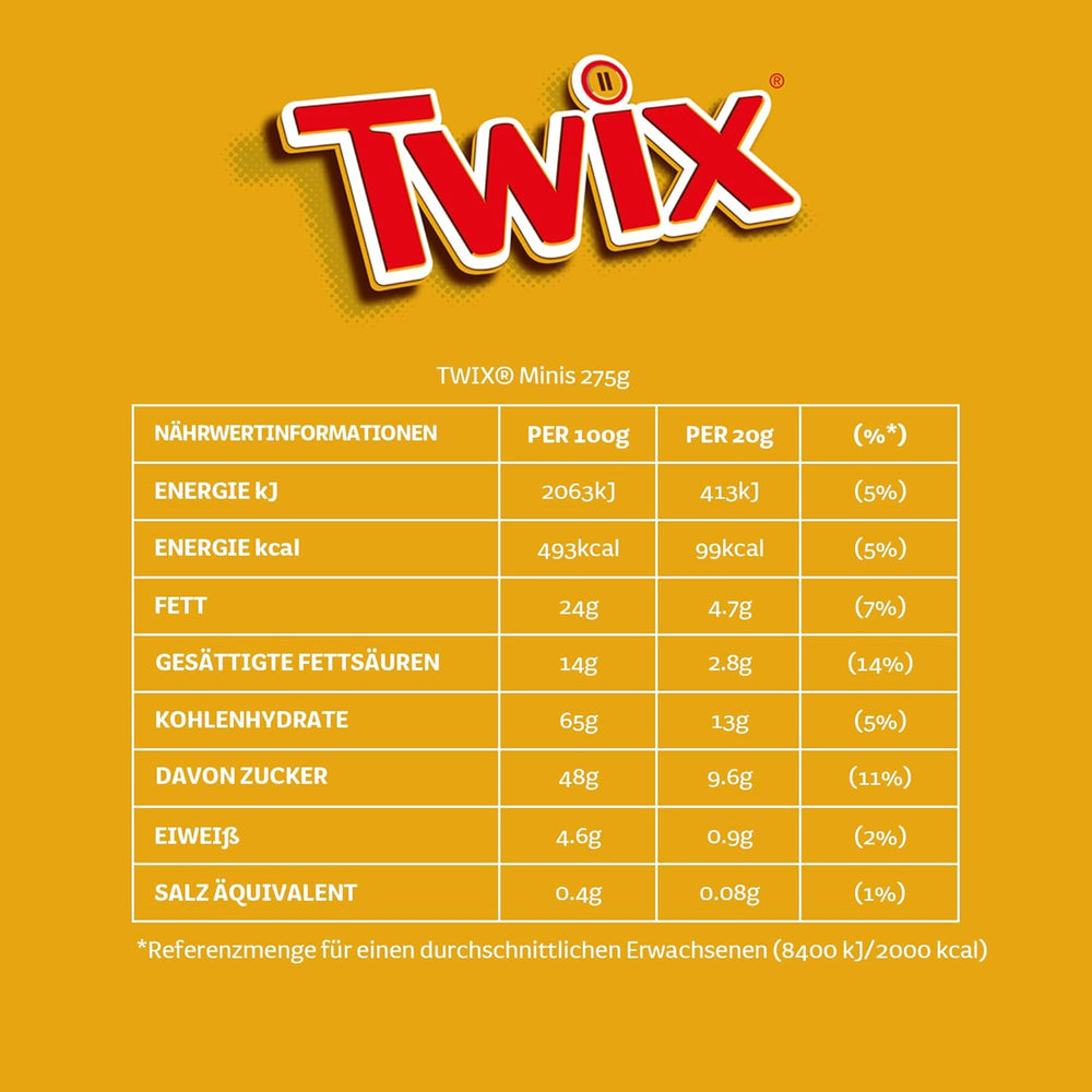 Mini-Mischschokoladen-Großpackung, 20 Mini-Schokoladensnacks (Mars, Snickers, Bounty, Twix, Milky Way), als Süßigkeiten, Schokoladengeschenk, Süßigkeitenbox, 400 g