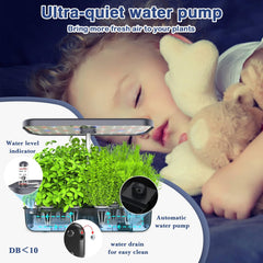 Hydrokultur-Anbausystem mit 12 Utensilien, Kräutergarten-Set für den Innenbereich mit LED-Licht, Smart Home Garden, Küche, Keimset mit automatischem Timer (grau)