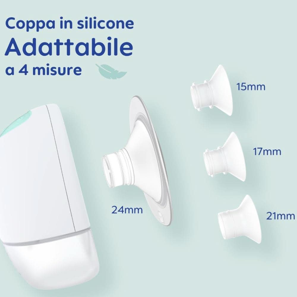 MAM Move Tragbare Milchpumpe mit 3 Betriebsmodi und 5 Intensitätsstufen, Skinsoft-Silikongehäuse, einstellbar auf 4 Größen. Zubehör Essen und Stillen Bebe Naty Shop