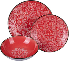 Set de veselă din gresie, format din 12 piese, 4 seturi de farfurii în 4 modele diferite, Baku Sunset