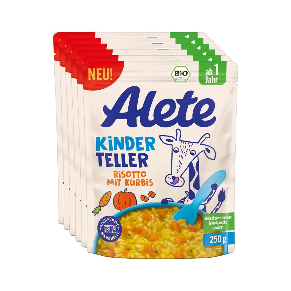 Alete Kinderteller Risotto mit Kürbis, ab 1 Jahr, BIO, 250 g (6er Pack)