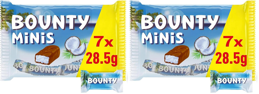 Pachet vrac Bounty Minis Chocolate, Mini batoane de ciocolată cu nucă de cocos fină, 227g, idee de cadou de ciocolată, pachet vrac de ciocolată